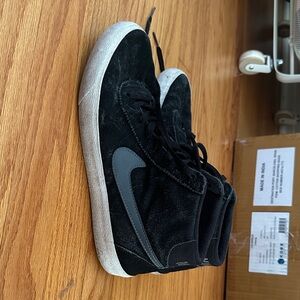 Nike Black Suede High-Top Sneakers with Grey Swoosh Accent